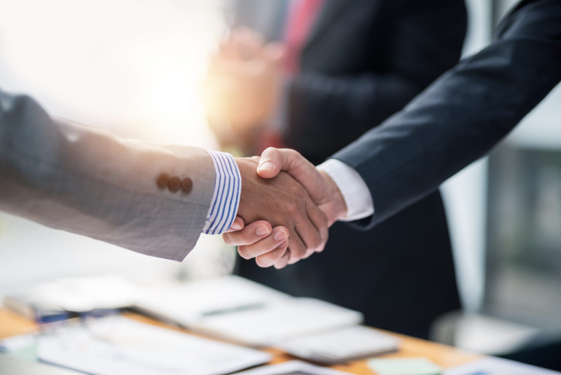 Business handshake. Business executives to congratulate the joint business agreement.